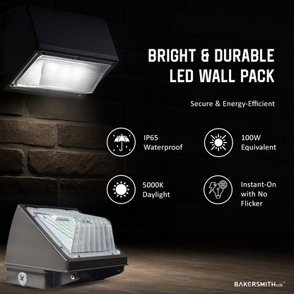 60W LED Wall Pack Light – Waterproof Outdoor Commercial Wall Fixture, 6600 Lumens, Energy-Efficient Exterior Security Lighting