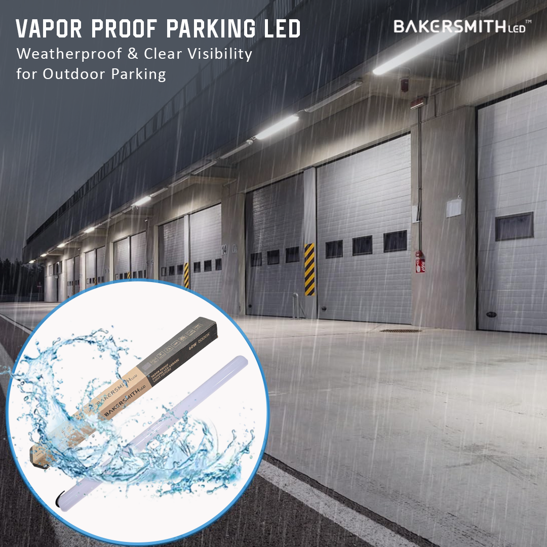 Bakersmith LED Vapor Proof Parking Garage Light Fixture, 4ft LED Shop Light, 60W 6400 Lumens, 4000K Neutral White, Durable Indoor/Outdoor Commercial Light for Garage, Workshop & Warehouse