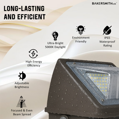 60W LED Wall Pack Light – Waterproof Outdoor Commercial Wall Fixture, 6600 Lumens, Energy-Efficient Exterior Security Lighting