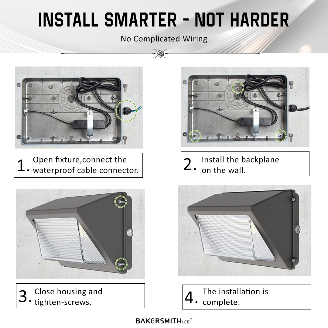 60W LED Wall Pack Light – Waterproof Outdoor Commercial Wall Fixture, 6600 Lumens, Energy-Efficient Exterior Security Lighting