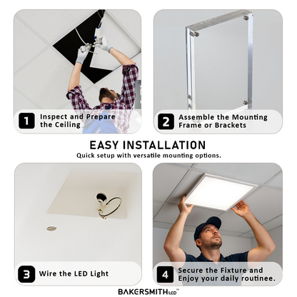 2x2 Edge-Lit LED Flat Panel Light – 4 Pack, 40W Drop Ceiling Fixture, 4000K Neutral White, 4000 Lumens, Ultra-Thin Commercial LED Panel