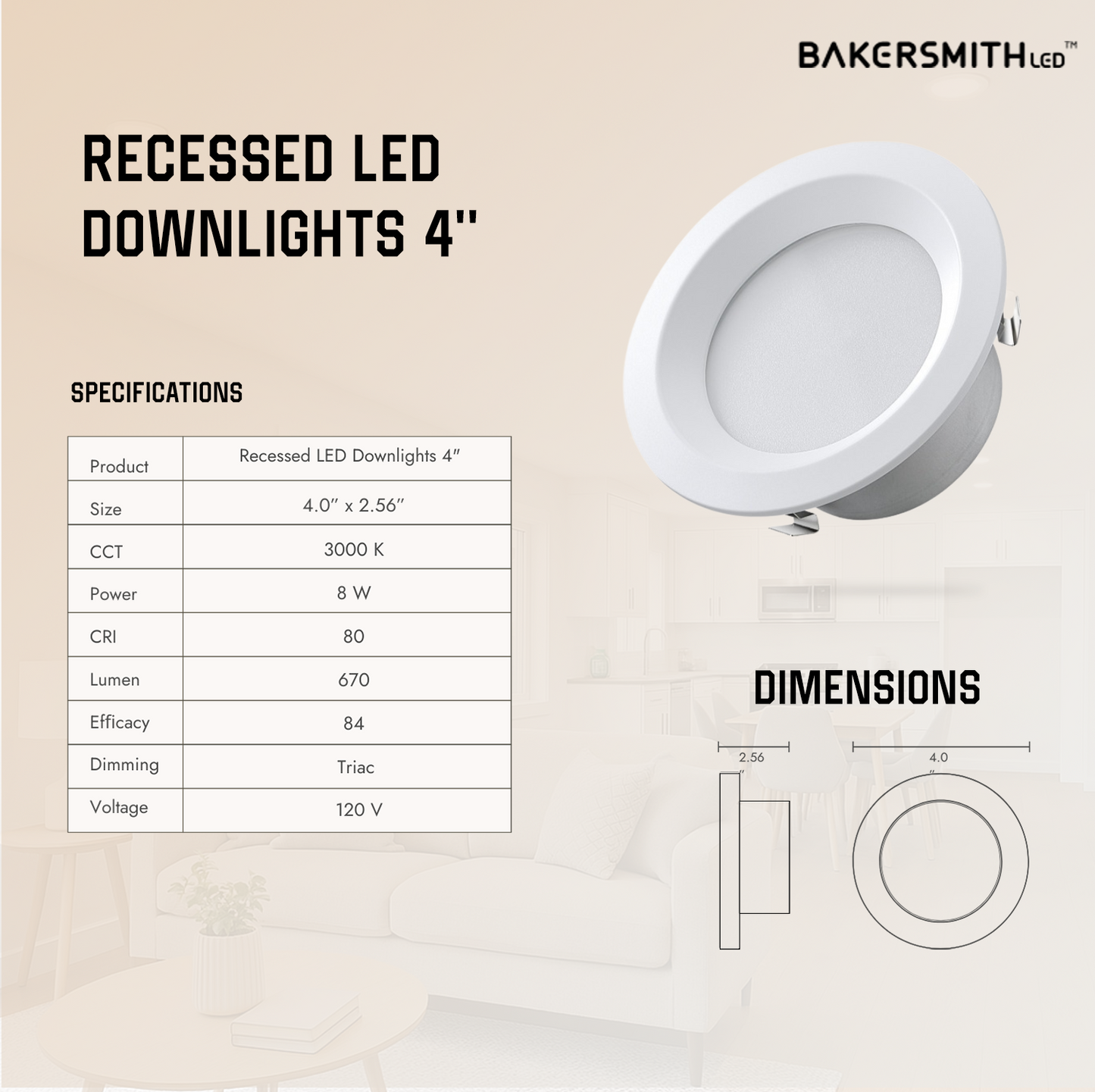 4-Inch LED Recessed Downlights – 16 Pack, Dimmable Ceiling Lights, CCT Selectable 3000K, 8W Adjustable, 670 Lumens, ETL/DLC Listed